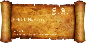 Erkli Martin névjegykártya